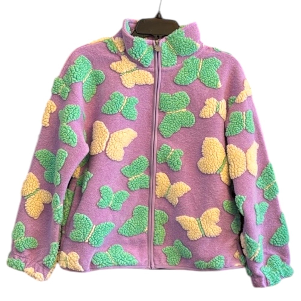 Lucky Brand Girls Plush Butterfly Front Zip Jacket - Picture 5 of 6